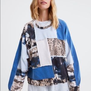 NWOT Zara Oversized Patchwork Sweatshirt